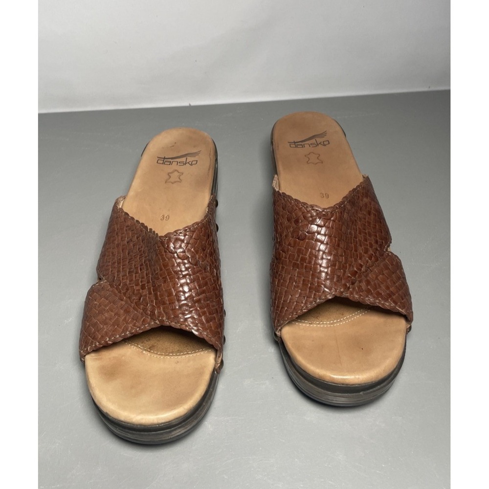 Women's Dansko Mila Basket Weave Leather Slide Sandals Size 39 / US 8